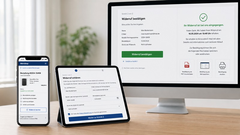 Schritte beim Widerruf